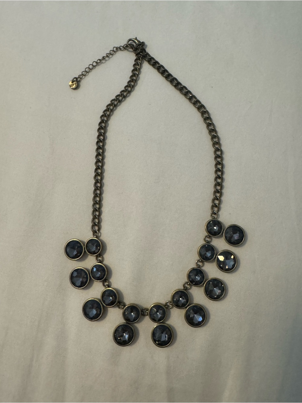 Statement Necklace with Dark Gray Faceted Stones